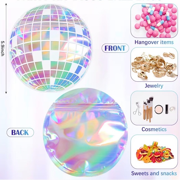 Disco Holographic Reusable Bags, Set of 10 - Picture 4 of 6